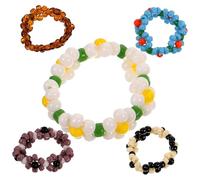 FOMIYES Lot de 5 Bagues Fleurs Colorées en Perles pour Femmes Bijoux Créatifs et Élégants Accessoires de Mode Bagues Fantaisie pour Danse et Occasions Spéciales