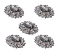 FOMIYES Lot de 5 Boutons Mercerie en Alliage de Zinc Noir Cristaux, Boutons Décoratifs à Coudre pour Ceintures et Chapeaux, Style Vintage pour Projets de Mariage
