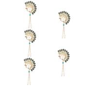 FOMIYES Lot De 5 Broches Rétro À Pompon Pour Robe Vêtements Épingles À Revers Style Paon Pour Femme Pour Chapeau Bijoux En Alliage Vert Olive