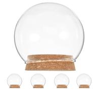 FOMIYES Lot de 5 Cloches en Verre Sphériques Ø10 Cm avec Bouchon en Liège, Dôme de Verre Transparent pour Couverture de Fleur Préservée, Décoration Artisanale de Bureau et Micro-Paysage