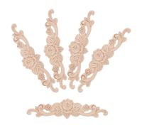 FOMIYES Lot de 5 Incrustations en Bois Sculpté de Rose, Décor Mural et Meuble, 20x5 Cm, Non Peint, Style Européen Classique, Appliques Décoratives pour Portes, Armoires et Murs, Artisanat