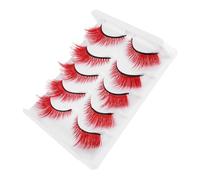 FOMIYES Lot De 5 Paires De Faux Cils Colorés En Grappes Extensions De Cils Style Manga Pour Fêtes Courts En Grappes Pour Salon Rouges