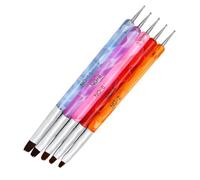 FOMIYES Lot De 5 Stylos à Manucure Double Pointe Pour Nail Art, Tailles Moyennes, Stylo Perceuse Et Pinceau Nylon, Usage Professionnel Et Personnel, Décoration Ongles, 5 Couleurs Distinctes