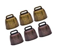 FOMIYES Lot de 6 Cloches de Mouton Anti-perte, Petites Cloches Bruyantes en Métal Vintage, 3 en Bronze Vert et 3 en Bronze Rouge, Accessoires Décoratifs pour Pâturage et Animaux de Ferme