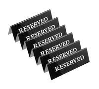 FOMIYES Lot de 6 Panneaux de Réservation en Acrylique Noir 20x7 Cm, Panneaux de Table Réservés Réutilisables pour Restaurants, Mariages, Fêtes et Bureaux, Signalétique Claire pour Sièges