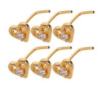 FOMIYES Lot De 6 Piercings De Nez En Forme De Cœur Crochets Tordus Clous De Nez En Forme De Cœur Sans Manchette Pour Cartilage Bijoux De Piercing Chaîne De
