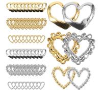 FOMIYES Lot de 60 Breloques pour Ongles en Métal Cœur Creux Plat Décorations d'Ongles Kawaii Petites Pierres Précieuses Accessoires Nail Art pour Manucure Femmes Fête Mariage