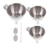 FOMIYES Lot de Mini Entonnoirs en Acier Inoxydable Disques Filtrants et Petite Brosse, Entonnoirs Hémisphériques Cuisine, Adaptés au Transfert de Liquides comme Huile et Vin
