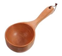 FOMIYES Louche à Eau en Bois de Hêtre Verni Manche Long 1 Pièce Pelle à Eau Polyvalente pour Sauna Salle de Bain Cuisine Ergonomique Légère et Solide