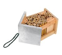 FOMIYES Maison des Pollinisateurs Abri à Insectes en Bois et Fer, Suspendue, Imperméable, pour Jardin et Extérieur, Hôtel à Insectes Multifonctionnel