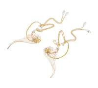 FOMIYES Manchette D'oreille Elfe à Clipser pour Femme, Longue Manchette à Pompon en Alliage Doré Perle Imitation, Tenue Sécurisée et Éclat Solide, pour Costume Halloween