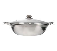 FOMIYES Marmite à Fondue à Double Compartiment 30 Cm en Acier Inoxydable 304 avec Couvercle en Verre Trempé, Compatible Induction, Casserole pour Hot Pot Chinois et Cuisson Familiale