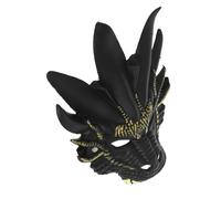 FOMIYES Masque Dragon Cosplay Réaliste PU Noir et Or et Confortable pour Halloween Fête et Déguisement Adulte