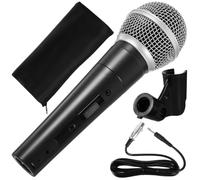 FOMIYES Microphone Filaire Dynamique Vocal Noir pour Chant et Karaoké | Kit Portable avec Câble et Pince, Usage pour Discours, Leaders Religieux, Supports et Enceintes