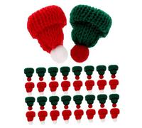 FOMIYES Mini Bonnets de Noël Tricotés à la Main Lot de 40 Pièces 20 Bonnets Blancs à Pompon Rouge Accessoires Décoratifs pour Loisirs Créatifs Poupées et Bouchons de Bouteilles de Vin