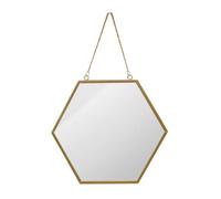 FOMIYES Miroir Cosmétique Mural Hexagonal Grand Format en Verre et Métal Miroir Décoratif Suspendu sans Perçage pour Salle de Bain Chambre et Dressing
