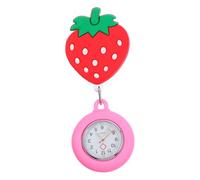 FOMIYES Montre De Poche D'infirmière Lumineuse en Silicone Extensible pour Filles, Motif Fraise, Verre Solide, Usage Médical Professionnel