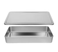 FOMIYES Moule à Gâteau Rectangulaire Ustensile de Pâtisserie Solide avec Couvercle en Acier Inoxydable 43x28x6 Cm Plat à Four Compatible Grille pour Brownies et Gratins