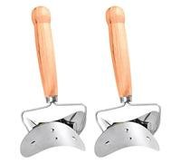 Fomiyes Moule À Raviolis Inox Avec Manche En Bois 2 PièCes Coupe-Peau De Boulette Ergonomique Pour DéCoupe PâTe Accessoire Cuisine Pour Fabrication De Boulettes Et PâTisseries