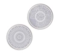 FOMIYES Moules à sous-Verres Ronds en Silicone DIY 2 Pièces, Motifs Mandala Floraux, Moule de Coulée pour Résine Époxy, Outil Artisanal pour Dessous de Tasse à Thé, Création Décoration