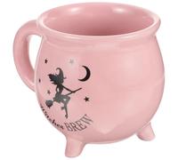 FOMIYES Mug Chaudron en Céramique 450 Ml Tasse de Sorcière Noire Fond Rose Tasse à Café pour Infusion Décoration Halloween Présent Fête la Cuisine