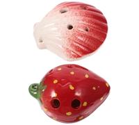 FOMIYES Ocarina Portable en Céramique à 6 Trous, Lot de 2 Instruments à Vent Dessin Animé, Formes Fraise et Coquillage, pour Initiation Musicale