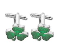 FOMIYES Paire de Boutons de Manchette Trèfle Vert D’Irlande Pince à Cravate Assortie Accessoires Élégants pour Homme pour Costume Smoking et Mariage Finition Solide et Fixation Facile