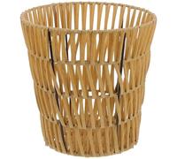 FOMIYES Panier à Linge Tressé en Pp Structure en Fer, Corbeille à Papier Ajourée Kaki 20x20x15 Cm, Panier de Rangement Polyvalent pour Chambre Cuisine, Poubelle Décorative Résistante