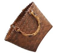 FOMIYES Panier En Paille Tressée, Sac Polyvalent Capacité, Poignée En Bambou, Pour Courses Et Sorties Quotidiennes