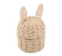 FOMIYES Panier Tressé la Main en Osier Naturel avec Oreilles de Lapin Blanches Panier de Rangement Pâques 1 Pièce Décoratif pour Cueillette D’œufs et Fruits Léger et Respirant Usage