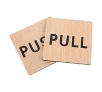 FOMIYES Panneaux de Porte en Bois 2 Pièces «Tirer/Pousser» pour Porte Vitrée Signalisation Claire pour Usage Commercial Dimensions Standard Finition Bois Naturel