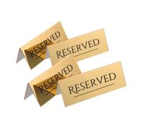 FOMIYES Panneaux Réservés en Acrylique Doré 17X6,5 CM Lot de 4 pour Banquet, Restaurant et Mariage, Accessoire Pratique pour Organisation des Places