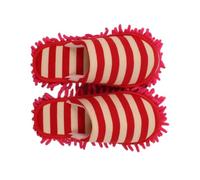 FOMIYES Pantoufles de Nettoyage Chenille Antidérapantes Chaussons Serpillière pour Sols Carrelage et Vinyle Unisexe Couvre Chaussures Lavable S Rouge