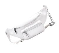 FOMIYES Paquet Banane pour Femmes Paquet à Chaîne en Pu Blanc Double Poche Zip Mode Urbain Quotidien