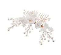 FOMIYES Peigne à Cheveux de Mariée Élégant avec Perles Décoratives et Argile Blanche Accessoires de Mariage 1 Pièce Style Européen Utilisation pour Mariages et Fêtes