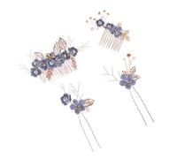 FOMIYES Peignes Cheveux Bâtonnets Mariage Inserer Baguettes Ornement Fleur Perle Strass Metal