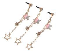 FOMIYES Pendentif 3 Pièces Bouchon Anti-poussière en Alliage 3,5mm Forme Étoile Facile à Installer et Retirer Couleur Rose pour Téléphone Mobile