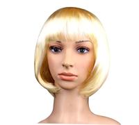 FOMIYES Perruque Bob Dorée Femme avec Frange pour Cosplay Bal Costumé Rave Party