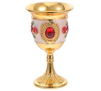FOMIYES Petit Gobelet Rétro en Verre Or Blanc et Rouge à Motif Floral, Tasse à Boisson Créative pour Vin et Cocktails, Décoration Vintage pour Maison et Fêtes, Usage Domestique, 1 Pièce