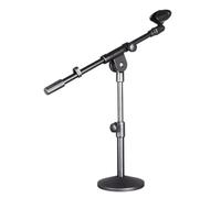 FOMIYES Pied Hauteur Réglable de Microphone de Bureau Noir en Fer Base Ronde Stable Design Compact et Léger pour Conférences et Performances à Domicile