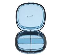 FOMIYES Pilulier Portable 4 Compartiments Étanche Petit Distributeur Boîtier de Rangement Transparent Bleu Adapté Voyage Quotidien Usage Santé