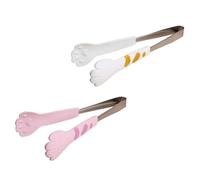 FOMIYES Pinces Alimentaires Silicone en Acier Inoxydable de Patte de Chat 2pcs Finition Lisse et Couleur Aléatoire pour Cuisines et Restaurants