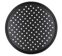 FOMIYES Plaque à Pizza Perforée en Acier au Carbone 26 Cm Antiadhésive, Cuisson Uniforme et Rapide, Plaque Ventilée pour Four, Moule à Pizza Maison Professionnel, Démoulage Facile,