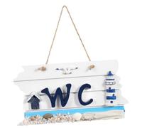 FOMIYES Plaque Wc En Bois Sculptée À La Main 8.58X4.61 Pouces Panneau De Signalisation Méditerranéen Nautique À Suspendre Décoration Murale Thème Phare Pour Salle De Bain