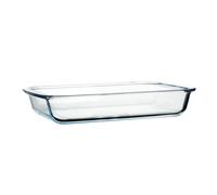 FOMIYES Plat à Four en Verre Rectangulaire 2400ml Anti-rouille Poignées, Adapté au Micro-ondes et Four, Plateau de Cuisson Blanc Style Simple Cuisine
