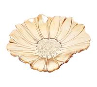 FOMIYES Plateau à Fruits en Verre Motif Tournesol, Plateau de Conservation des Aliments Multifonction, Porte-fruits Maison, Plateau-repas Décoratif en Verre Ambré pour Salon et Table