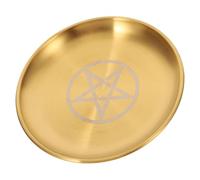 FOMIYES Plateau d'Autel en Métal Pentagramme pour Rangement d'Accessoires Chamaniques et Objets Sacrés, Support Bougies pour Décor Sorcière Maison et Bureau