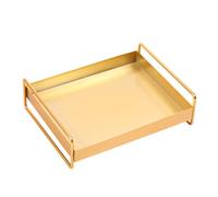 FOMIYES Plateau de Rangement Métal Doré Grand Format Organisateur Décoratif Résistant à Eau pour Bureau Bijoux et Cosmétiques Élégant Plateau de Service Multifonction