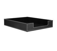 FOMIYES Plateau Organisateur de Bureau en Cuir PU Noir, Empilable, Dimensions 14x11x2,4 Pouces, pour Documents et Lettres sur Bureau, Design Moderne et Nettoyage Facile