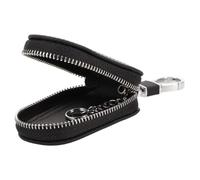 FOMIYES Pochette à Clés en Cuir Véritable Noir, Fermeture Éclair, pour Clés | Étui Compact pour Télécommande Auto, Format Pratique, Style Sobre, Transport Facile, Usage Quotidien, Unisexe